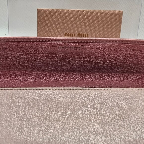 Miu Miu Two-Tone Pink Leather Long Wallet - Picture 10 of 12